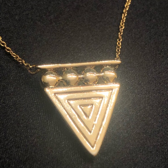 *6 for $10!* Gold Metal Triangle Charm Pearl Turquoise Geometric Aztec Necklace - Picture 5 of 9